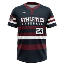 Load image into Gallery viewer, Athletics Youth Sublimated Navy Two Button Jersey (Premium)
