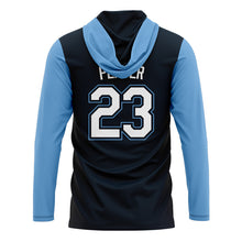 Load image into Gallery viewer, Athletics Script Lt Blue Unisex Thin Shirt Sublimated Hoodie (Premium)
