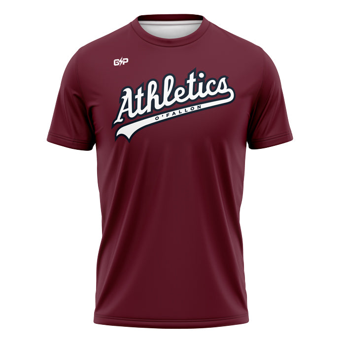 Athletics Script Youth Red Sublimated Jersey TShirt (Premium)