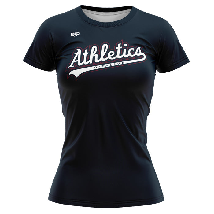 Athletics Script Navy Womens Sublimated Jersey TShirt (Premium)
