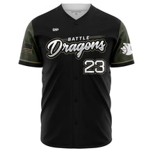 Load image into Gallery viewer, Battle Dragons Full Button Black Jersey (Premium)
