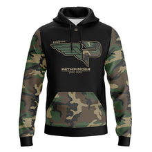 Load image into Gallery viewer, Pathfinder Disc Golf Black Camo Hyperion Hoodie (Premium)
