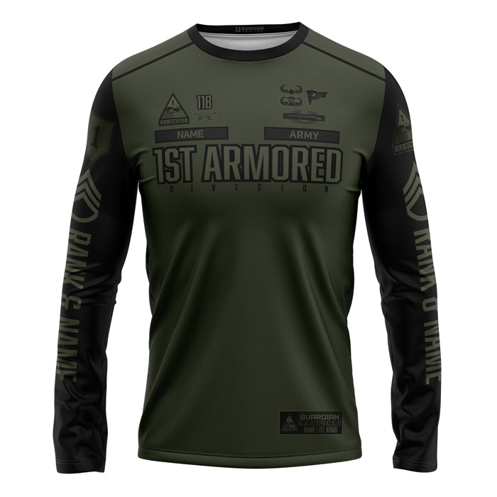 1st Armored Division Guardian Green LS TShirt (FULLY CUSTOM)